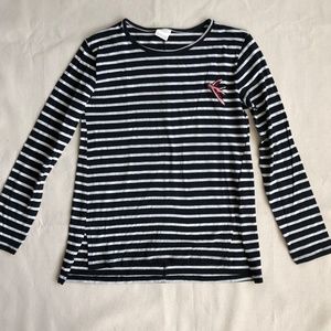 Girls’ Zara Blue and White Striped Long-Sleeve T-Shirt